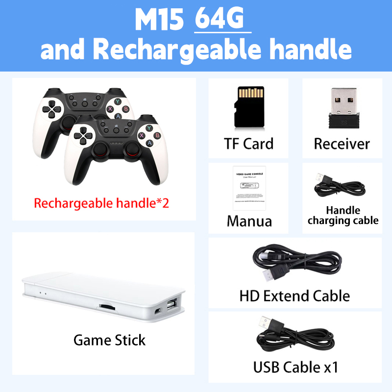 Retro Gaming Game Stick - M15 Game Stick Mini TV Rechargeable