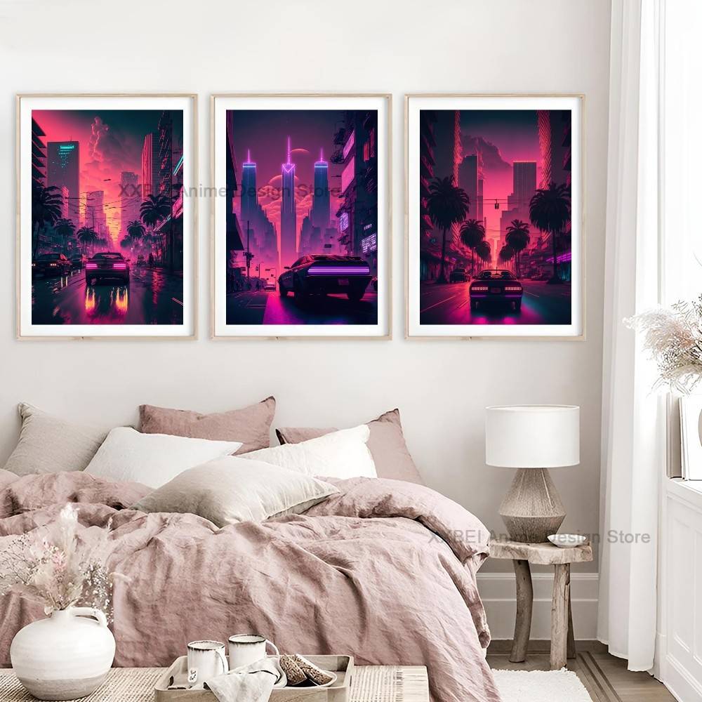Synthwave Cyberpunk Pink Stree - огляд і ціна Retro Gaming Wallpaper